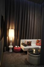 Modern furniture & chocolate drapes at W Away Spa.jpg